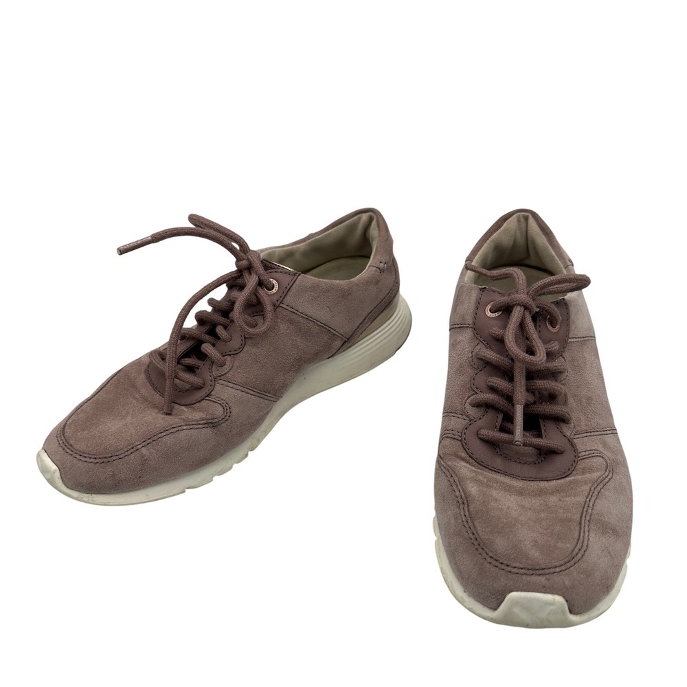 Cole Haan Grand OS Sneakers Womens 8 Mauve Suede Gold Heel Good W12560